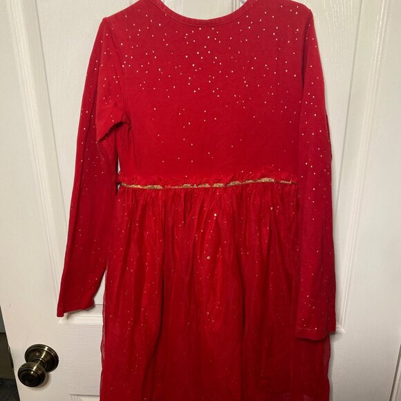 Hanna Andersson Shimmer Star Dress In Red and Gold Soft Tulle. Size 8 - Picture 5 of 6